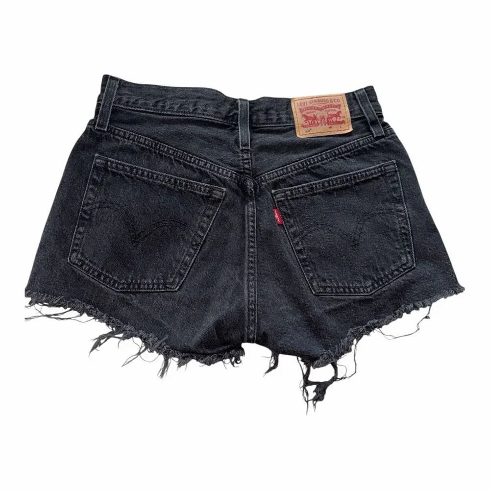 ✨LEVI'S 501 High Rise Womens Denim Black Sz 25 Shorts✨ - Picture 7 of 10